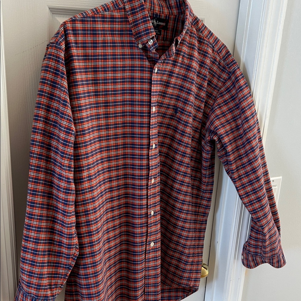 Izod Red and Blue Plaid Casual Shirt